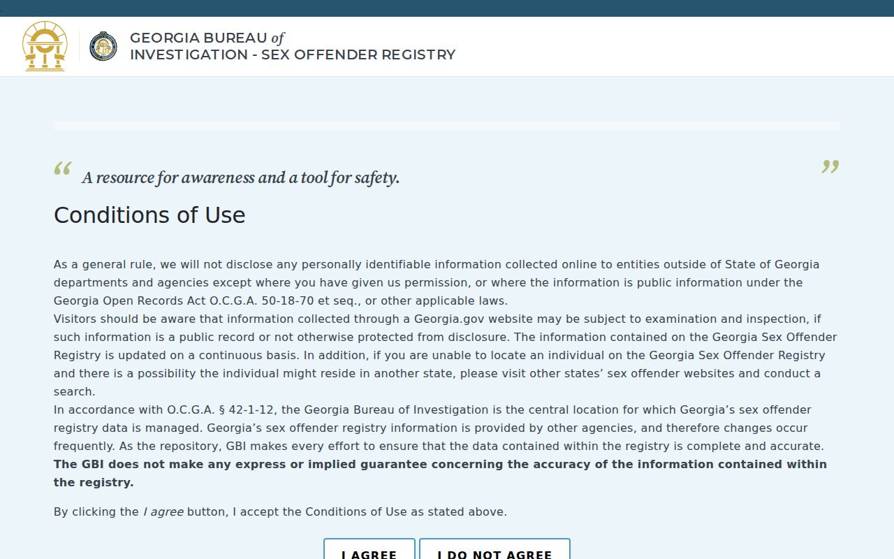 Warren County sex offender check public Georgia registry interface
